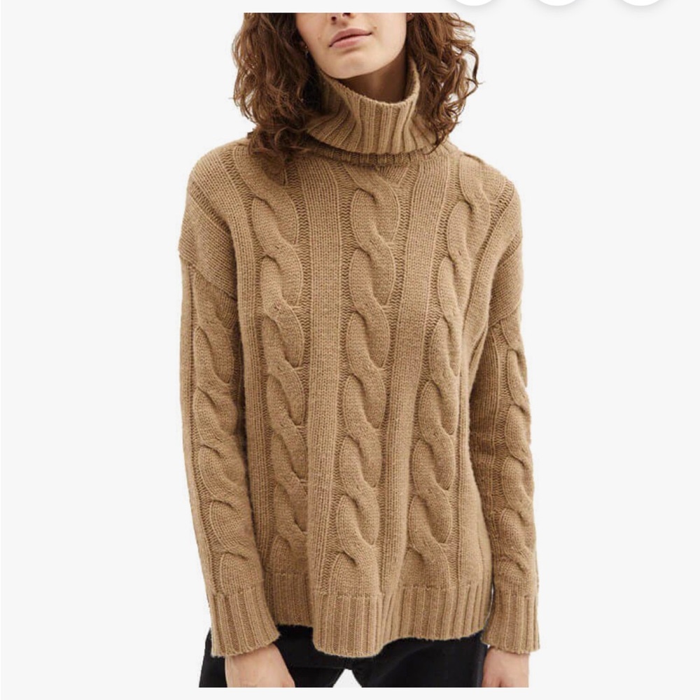 Nili Lotan Cable Turtleneck Sweater - Mustard Brown